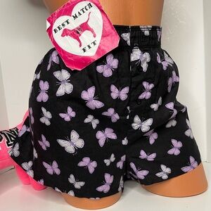 Victoria’s Secret PINK XL XXL Logo Sleep Shorts Pajamas Cotton Butterfly Purple